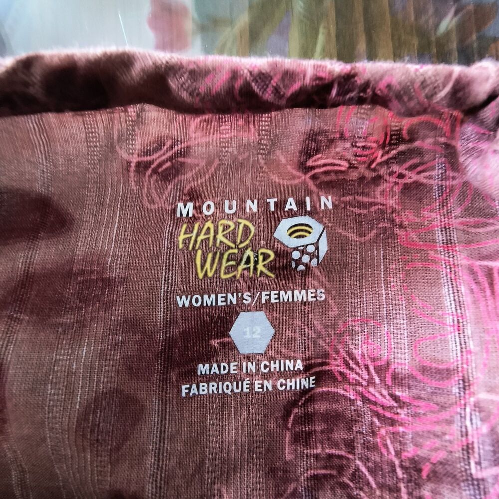 Mountain Hardwear Womens Top 12 Purple Pink Floral Cotton Button-up Office - Picture 12 of 13